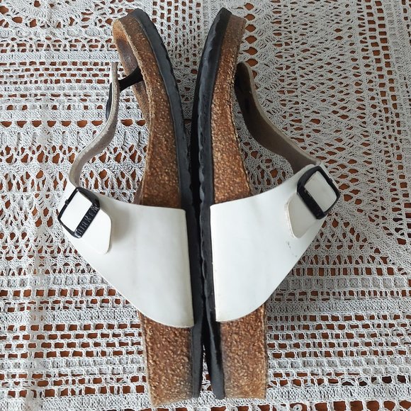 Birkenstock Sandals White Gizeh Thong Eva Slippers Slip-on Adjustable Buckle 34 - Picture 13 of 14